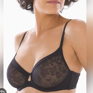 SOMA Lightest Lift Perfect Coverage Bra Underwire Black Lace and Satin Trim-36DD